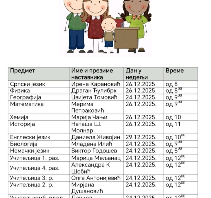 РАСПОРЕД ДОПУНСКЕ НАСТАВЕ